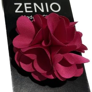 Zenio Men's Floral Lapel Pin Fuchsia Flower 100% Microfiber Fabric